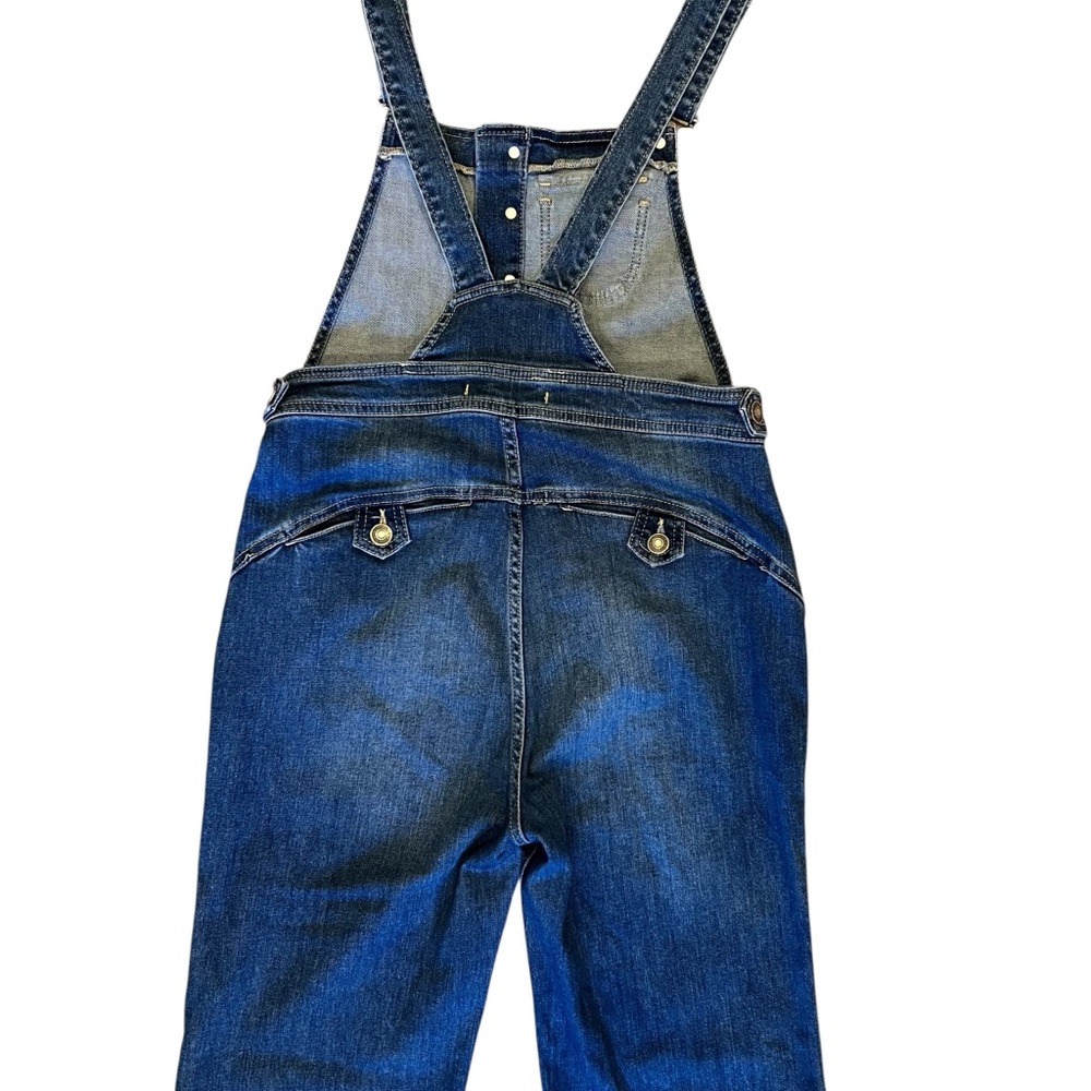 FREE PEOPLE Alvin Flared Overall Y2K Retro Raw Hem Denim Blue Size 28 - Picture 6 of 15